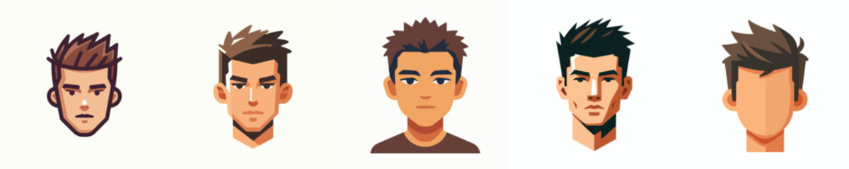 Male face avatar with short spiked hair, tan skin, cool expression