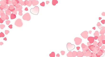 Pink Hearts Corner Border with Transparent Background for Celebration, Party Designs