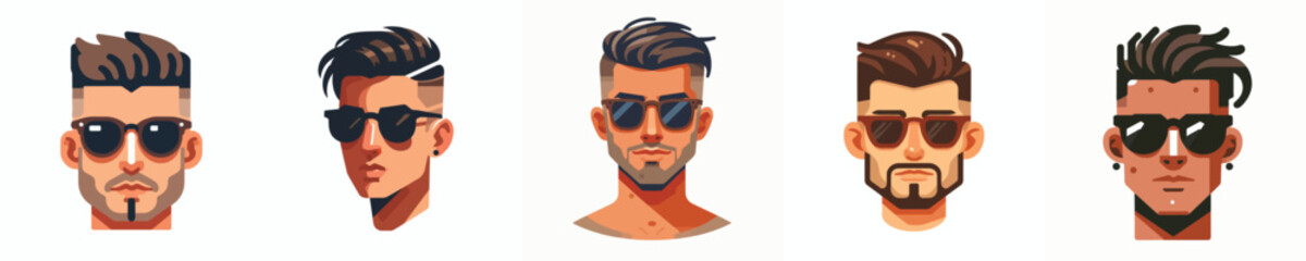 Avatar of a man's face with sunglasses, undercut hair, tan skin, relaxed expression