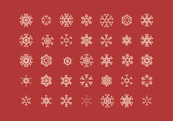 Set of cute snowflake icons on isolated background New Year ornament Symbols for mobile apps and website design. Flat snowflake icons, silhouette.