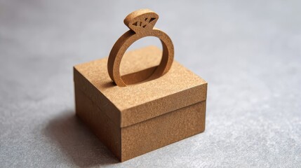 Elegant wooden ring box with a diamond ring design, perfect for special occasions or jewelry displays.