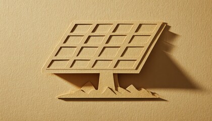 A creative depiction of a solar panel made from paper, symbolizing renewable energy and sustainable living.
