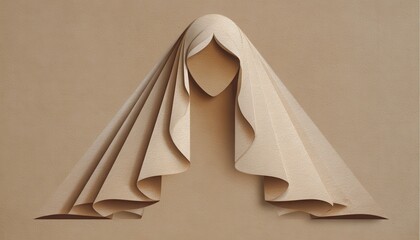 A creative representation of a figure draped in elegantly arranged paper, symbolizing cultural identity and tradition.