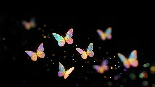 Enchanting butterflies flutter and dance in a magical, iridescent display of beauty and whimsy