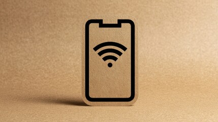 A digital illustration of a smartphone with Wi-Fi symbol on a textured brown background, representing connectivity and modern communication.
