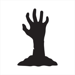 Zombie Hand Rising icon silhouette vector with white background