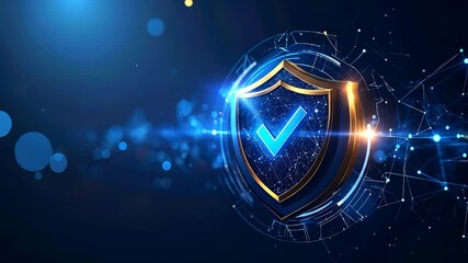 Digital Shield with Tick Symbolizes Cyber Security and Data Protection - Powered by Adobe