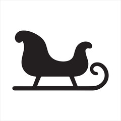 Sleigh icon silhouette vector with white background