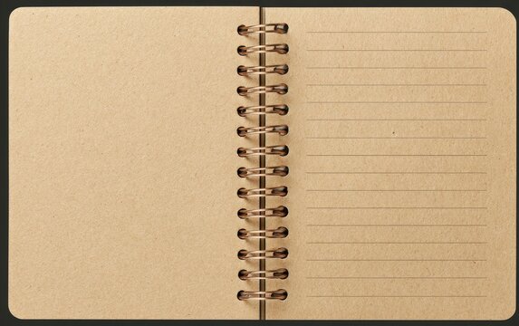 A blank spiral notebook with empty pages ready for creative writing or note-taking. Perfect for students and writers.