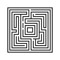 Complex square labyrinth with intricate pathways leading to the center