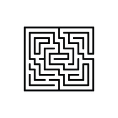 Abstract black and white square maze puzzle with complex pathways and dead ends