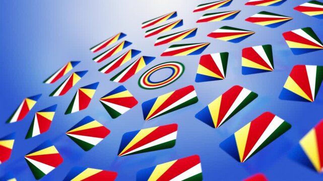 Seychelles Flags in Spinning Rings, National Pride Concept