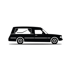 Classic black hearse vehicle silhouette side view funeral transport