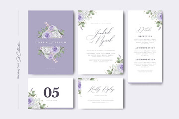 wedding invitation card set with roses flower template