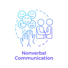 Nonverbal communication blue gradient concept icon. Social interaction, messaging. Positive personality. Round shape line illustration. Abstract idea. Graphic design. Easy to use in booklet, blog post