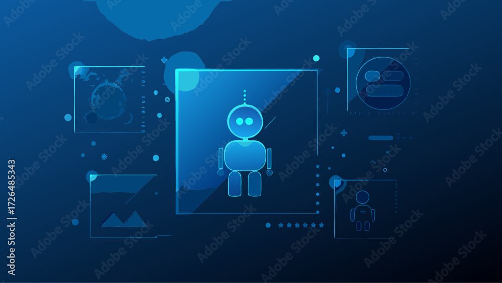 Wall mural futuristic tech interface displaying a robot, perfect for ai, technology, or innovative concepts, or