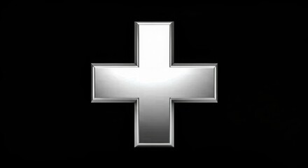 Obraz premium Silver christian cross symbol isolated on white background