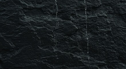 Cool water trickles down a dark, textured stone surface creating a serene, natural backdrop