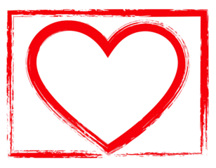  vector illustration of red brush painted stamp heart frame banner - Valentine's Day concept