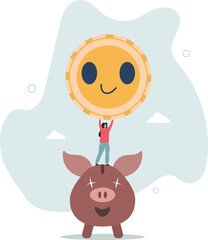 Money to buy happiness, saving for happy retirement or pay for happy lifestyle concept.life and employment of people.