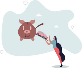 Saving money for new car, automobile expense and cost or car loan concept.life and employment of people.