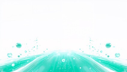 teal light waves flowing upward on clean white backdrop