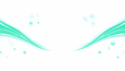 abstract teal background with curved lines and bubbles on white