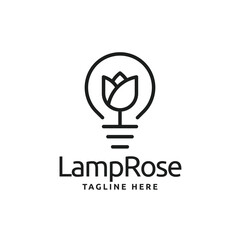 Minimalist lamp rose logo icon symbol