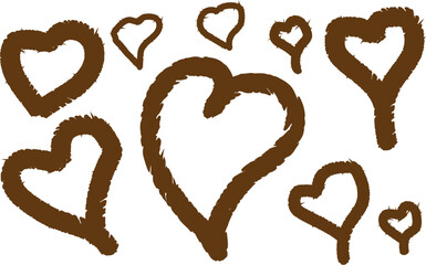 Grunge Brush Heart Vector Set – Rough Hand Drawn Love Symbols for Valentine’s Day and Romantic Design