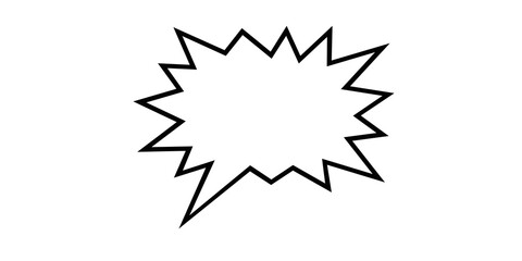 A jagged, starburst-shaped speech bubble outline in black on a white background talk bubble comic isolated on a transparent background