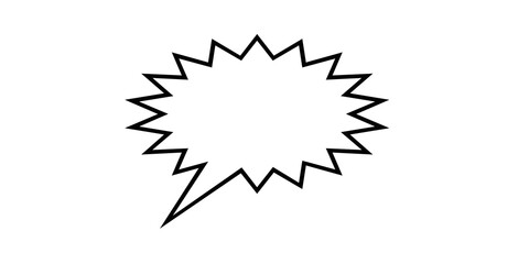 A jagged starburst speech bubble outline on a white background talk bubble comic isolated on a transparent background