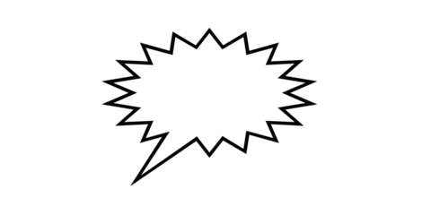 A jagged starburst speech bubble outline on a white background talk bubble comic isolated on a transparent background