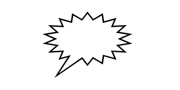 A jagged starburst speech bubble outline on a white background talk bubble comic isolated on a transparent background