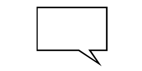 Bold Black Rectangular Speech Bubble with Tail on White Background chat bubble dialogue box isolated on a transparent background