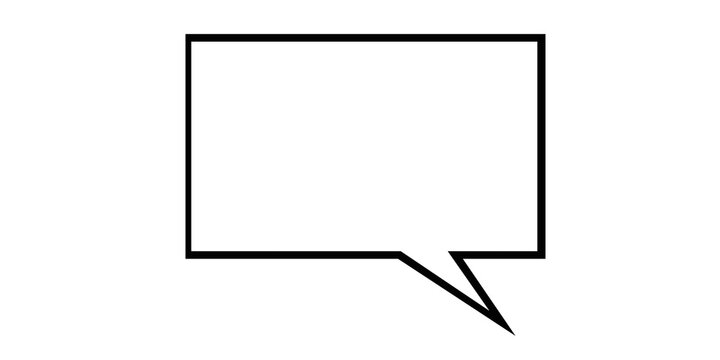 Bold Black Rectangular Speech Bubble with Tail on White Background chat bubble dialogue box isolated on a transparent background