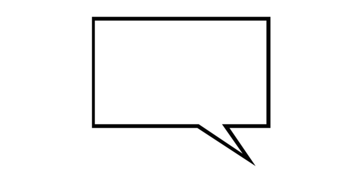 Bold Black Rectangular Speech Bubble with Tail on White Background chat bubble dialogue box isolated on a transparent background