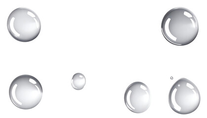 Pure clear water drops realistic or realistic drops on an isolated transparent background. Png transparency