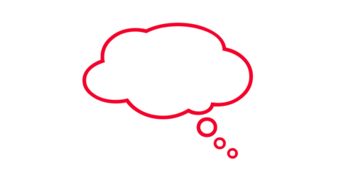 Red Thought Bubble Outline with Speech Bubbles on White Background red outline empty isolated on a transparent background