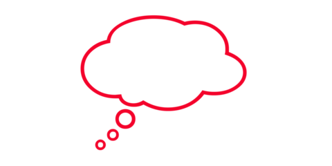 Red Thought Bubble Outline with Speech Bubbles on White Background red outline empty isolated on a transparent background