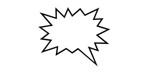 Sharp starburst speech bubble with a pointed tail on a white background jagged explosion isolated on a transparent background