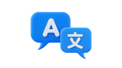 Obraz premium Language Translation Icon: Modern 3D Illustration of Global Communication