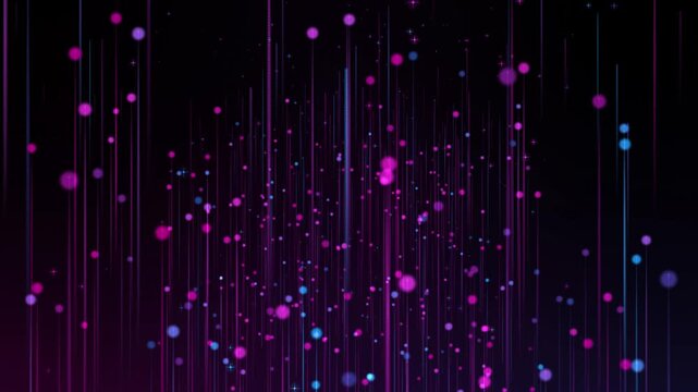 Seamless Looping Neon Falling Dots And Lines Background
