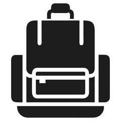 Simple Dark Gray Backpack Icon with Front Pocket and futuristic silhouette vector transparent icon