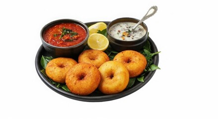 Golden fried rings served with two delicious dips and lemon wedges