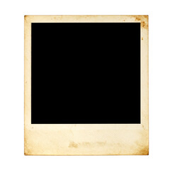 Old photo frame isolated. Empty white photo frame. Vintage instant photo frame isolated in transparent PNG