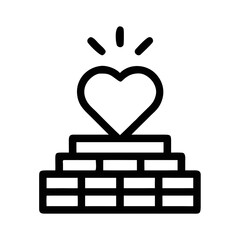 Heart on Stack of Bricks Icon on White Background futuristic silhouette vector transparent icon