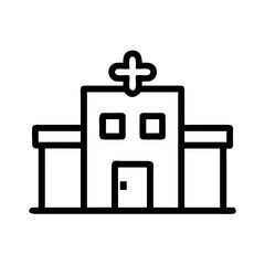 Hospital building line art icon with cross symbol futuristic silhouette vector transparent icon