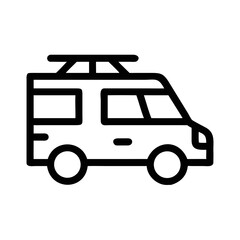 Outline Icon Of A Camper Van With Roof Rack vehicle futuristic silhouette vector transparent icon