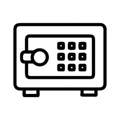 Outline Icon of a Safe with Keypad and Handle futuristic silhouette vector transparent icon