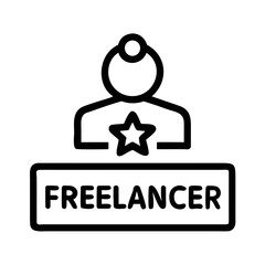 Outline Icon of a Person with a Star and the Word futuristic silhouette vector transparent icon